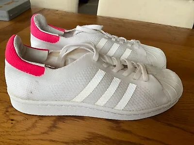 Adidas Superstar  80s Women’s Primeknit White Solar Pink Trainers UK 6.5 • £16