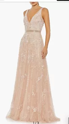 NWT Mac Duggal [ 10 ] Beaded/Embellished Plunge Neck  Gown Blush • $122.50