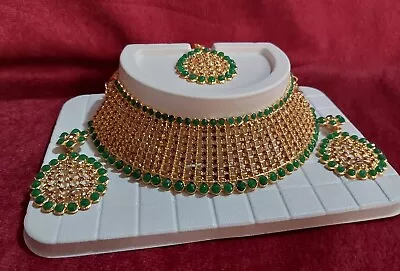 Indian Bollywood Style Kundan Choker Bridal Necklace CZ Earring Fashion Jewelry • $19.30