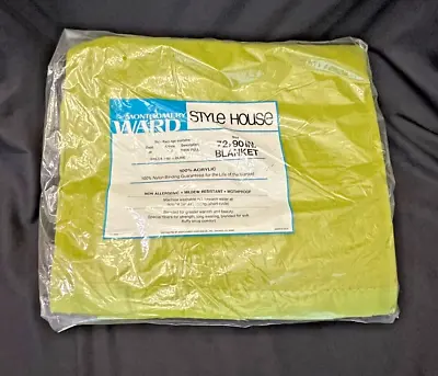 Vintage Montgomery Ward Style House Green Twin/Full Blanket-Original Packaging • $28.50