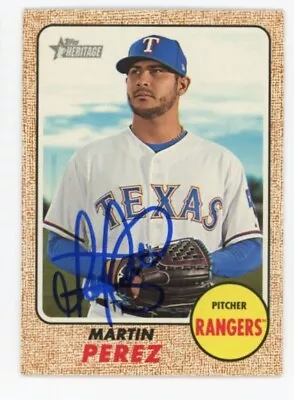 Signed Baseball Card Auto Topps 2017 Heritage Martin Perez Texas Rangers #555 • $14.97