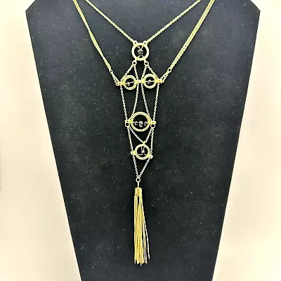 $14.99 • Buy Steve Madden Gold Tone Bubble Multi Layer Tassel Necklace Vintage 16'' - 20''