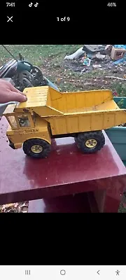 Vintage 1970s Mighty Tonka Metal Dump Truck Yellow Pressed Steel XMB-975 Tires • $49