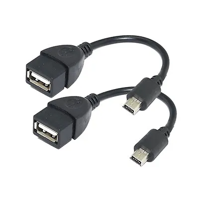 2 X Mini USB OTG Cable For Digital Cameras USB A Female To Mini USB B 5 Pin Male • $6.90