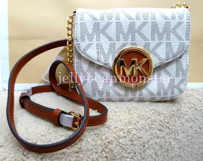MICHAEL KORS Fulton Monogram Flap Crossbody Messenger Bag Purse Vanilla New Tag • $149.99