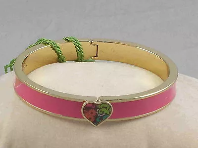 Vera Bradley Goldtone Pink LOLA Paisley Heart Bangle Bracelet 12910-145 • $14.50