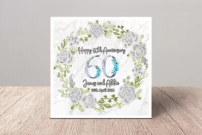 £2.99 • Buy Personalised 60th Diamond Wedding Anniversary Card Husband Wife Friend Son