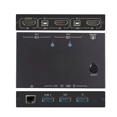 2*1 Dual Monitor HDMI-Compatible KVM Switch 4K 60Hz 2-Port USB KVM Switch • $27.29