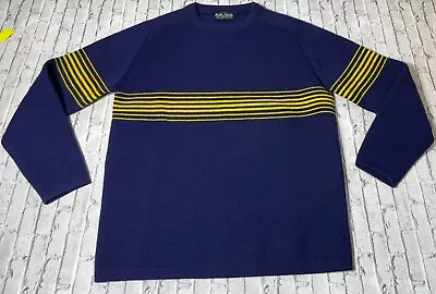 Vtg 80's Meister Heavy Wool Ski Sweater M Blue  Yellow Maize Michigan Color Way • $31.49