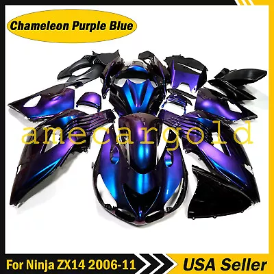 Chameleon Purple Blue Fairing Kit Fit Kawasaki Ninja ZX14 ZX14R 2006-2011 ZX1400 • $479