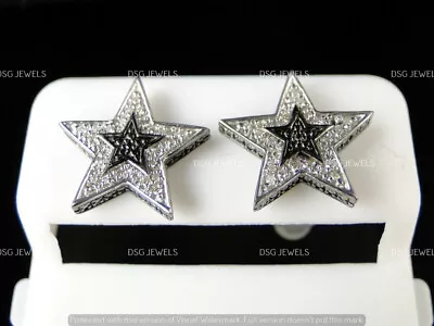 MEN WOMEN'S 0.2CT Cubic Zirconia Double Star Stud Earrings 925 Sterling Silver • $85.14