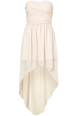 New TOPSHOP Mullet Hem Chiffon Bandeau Dress By Rare UK 8 Light Pink • $31.07