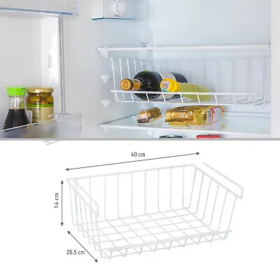 2 Pcs White Under Shelf Storage Basket Kitchen Wire Mesh Rack Heavy Duty Table • £16