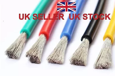 £0.99 • Buy Flexible Soft Silicone Wire Cable 4/6/8/10/12/14/16/18/20/22 AWG Many Colours UK