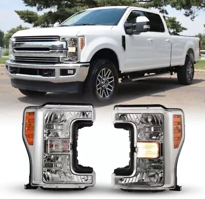 Front Chrome Headlights For 2017 2018 2019 Ford F250 F350 F450 F550 Super Duty • $226.38