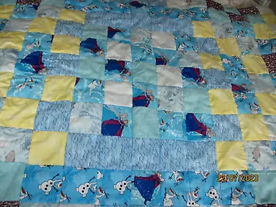 Frozen Hand Made Childs Cot/bed Patchwork Quilt.size 47  X 35  • £30