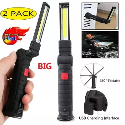 2Pack Rechargable Magnetic Work Light Slim Bar Folding LED Workshop Garage Light • $15.29