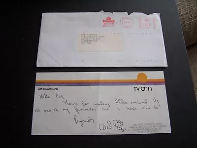 Carl Tyler TV-AM Weatherman Hand Signed Compliment Slip With Envelope 1989 • £3