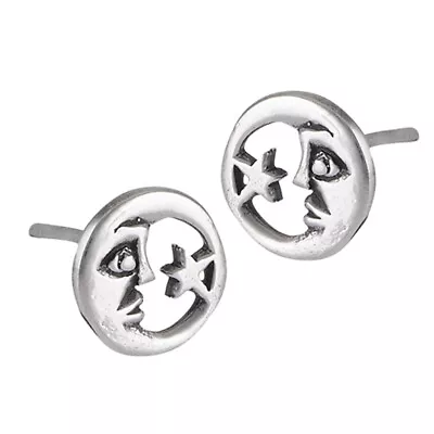 Moon And Star Night .925 Sterling Silver Sleep Dream Stud Earrings • $10.19