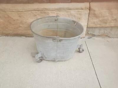 Galvanized Metal Mop Bucket Missing Wringer & Brackets Flower Garden Yard Decor  • $17.99