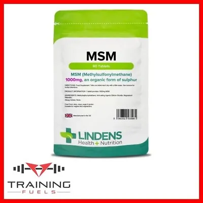 Lindens MSM (methylsulfonylmethane) 1000mg 90 Tablets Hair Skin Nails Joints • £6.59