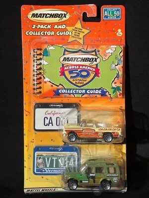 Mattel Matchbox Across America 50th Birthday Cars - 2 Pack With Guide - CA VT • $10