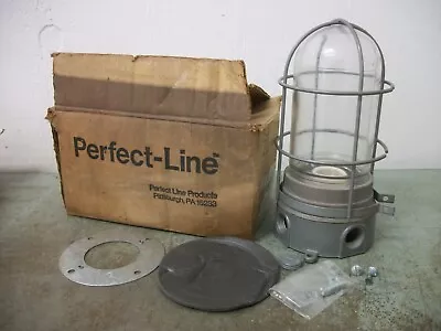 Perfect-line Vaporproof Ceiling Fixture W/glass Globe & Cage Vc100 Nib • $49.99