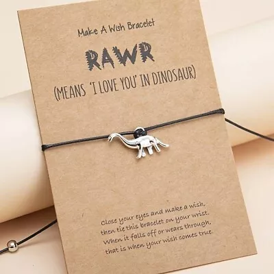 Make A Wish Bracelet ~ RAWR Dinosaur Bracelet ~Dinosaur Gift Dino - Brand New • £3