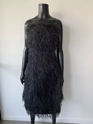 $350 • Buy Scanlan Theodore Feather Dress Size 6 Black
