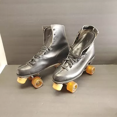 Vtg Mens Roller Derby Black Leather Roller Skates Men's Sz 12 (No Name) NEW • $150