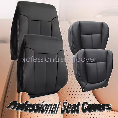 For 2011-2016 Ford F250 F350 Lariat Leather AC Seat Cover Front Bottom Top Black • $26.99