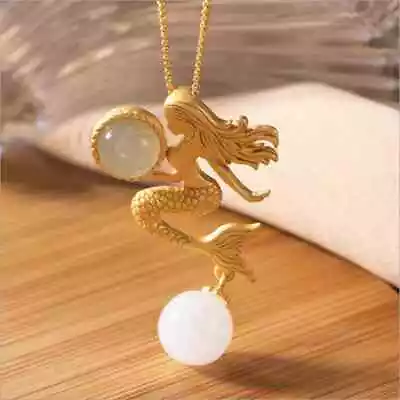 Vintage Gold Color Mermaid Pendant Necklace • $12.95