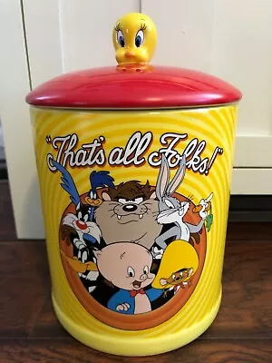 Warner Brothers Looney Tunes COOKIE JAR CANISTER That's All Folks Tweety Daffy  • $62.95