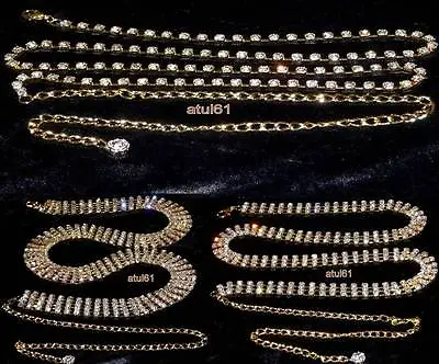 £12.99 • Buy Diamante/Diamonte Ladies Waist Chain/charm Belt GOLD Tone One Size Fits All NEW