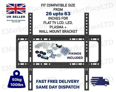 Tv Wall Bracket Mount Slim For 26 30 32 40 42 50 63 Inch Flat 3d Lcd Led Plasma • £7.65