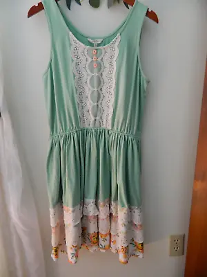 MATILDA JANE  Where Grass Grows  Green Floral Lace Tank Dress Size XL • £12.06