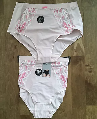 M&S  Wildflower Full Briefs X 2 Soft Pink Size 10 BNWT • £5.99