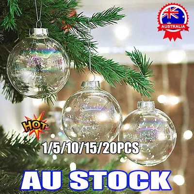 1-20x Christmas Ball Fillable Plastic Baubles Clear Cra Decor Tree Ornament CZ • $43.67