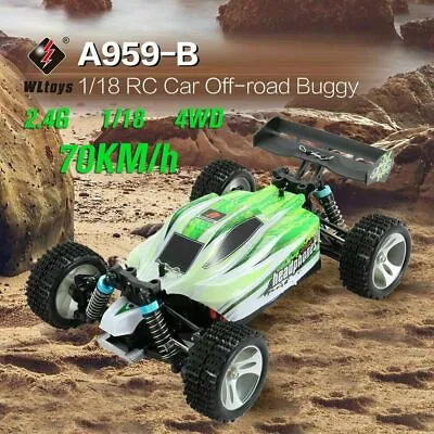 WLtoys A959-B 2.4G 1/18 Scale 4WD 70KM/H Electric RTR Off-Road Buggy RC Car Gift • £92.85