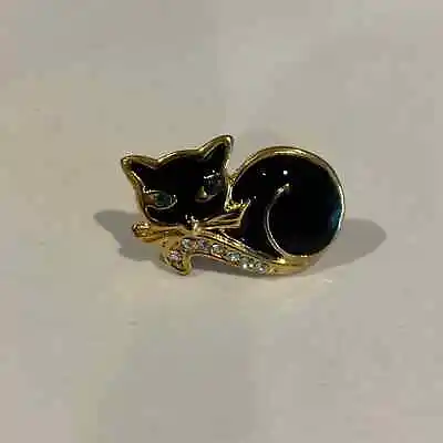 Fashion Jewelry Black Cat  Brooch Pin New Vintage DeadStock • $7