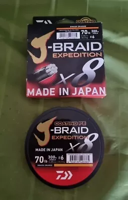 Daiwa J Braid Expedition X8 70lb 300m Orange Braid Fishing Line  NEW Free Post • $70