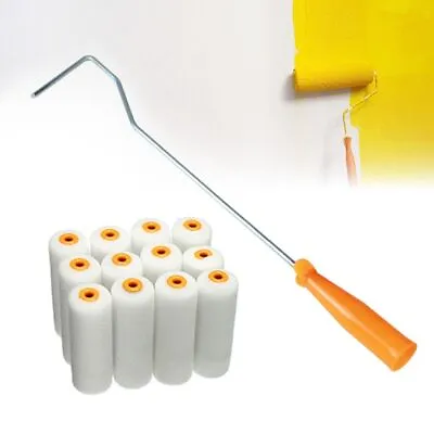 $13.33 • Buy 13Pcs/Set 100mm Paint Roller Brush&Handle Paint Foam Roller Covers Smooth Tool