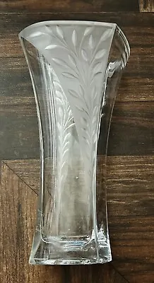 Shannon Crystal Godinger 14  Frosted Leaf Vase **Chipped On Corners Of Bottom* • $59.99