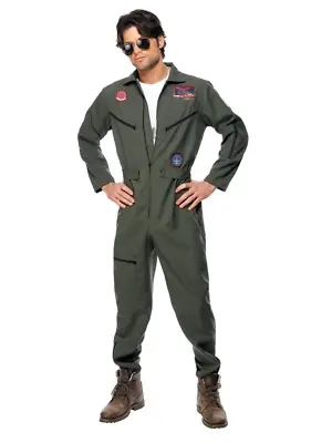 Top Gun Green Jumpsuit Name Tags Glasses Licensed Aviator Flight Pilot • $75.95