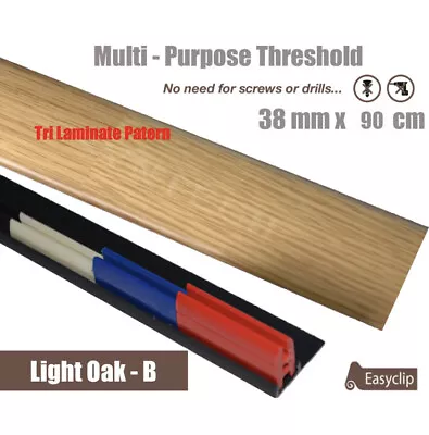 Light Oak Laminate Threshold 38mmx90cm Multi-Height & Pivot All Floor Types • £11.55