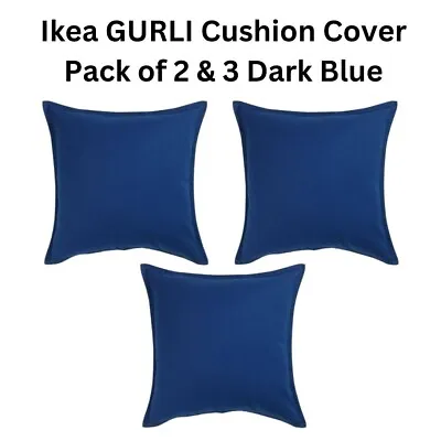 IKEA Cushion Covers GURLI 50x50cm 100% Cotton Dark Blue Pack Of 2 & 3 004.262.01 • £12.99