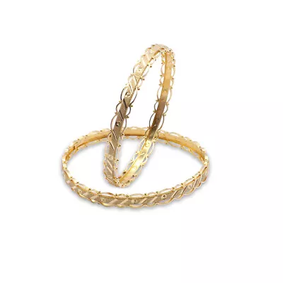 Gold Bangles Pair Ladies 2-6 Fancy 22ct 91.6% Pure Gold Matching 7.46  18.9cm • £1529