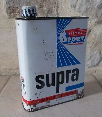 Antique Oil Can SUPRA SPORT Huiles Renault Auto Old Vintage France French White • $34.87