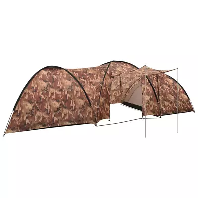 High-Quality Camping Igloo Tent 650x240x190 Cm - Accommodates 8 People - Camoufl • £173.99