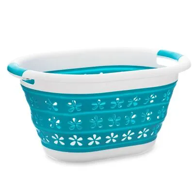 Large Collapsible Laundry Basket Washing Clothes Bin Foldable Space Saving New • £11.95